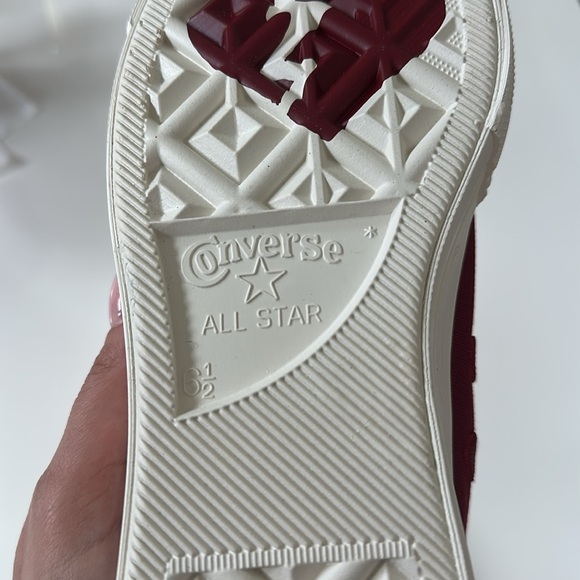 Converse Red Canvas Sneakers with White Soles Valentines Day Collection - Picture 9 of 12